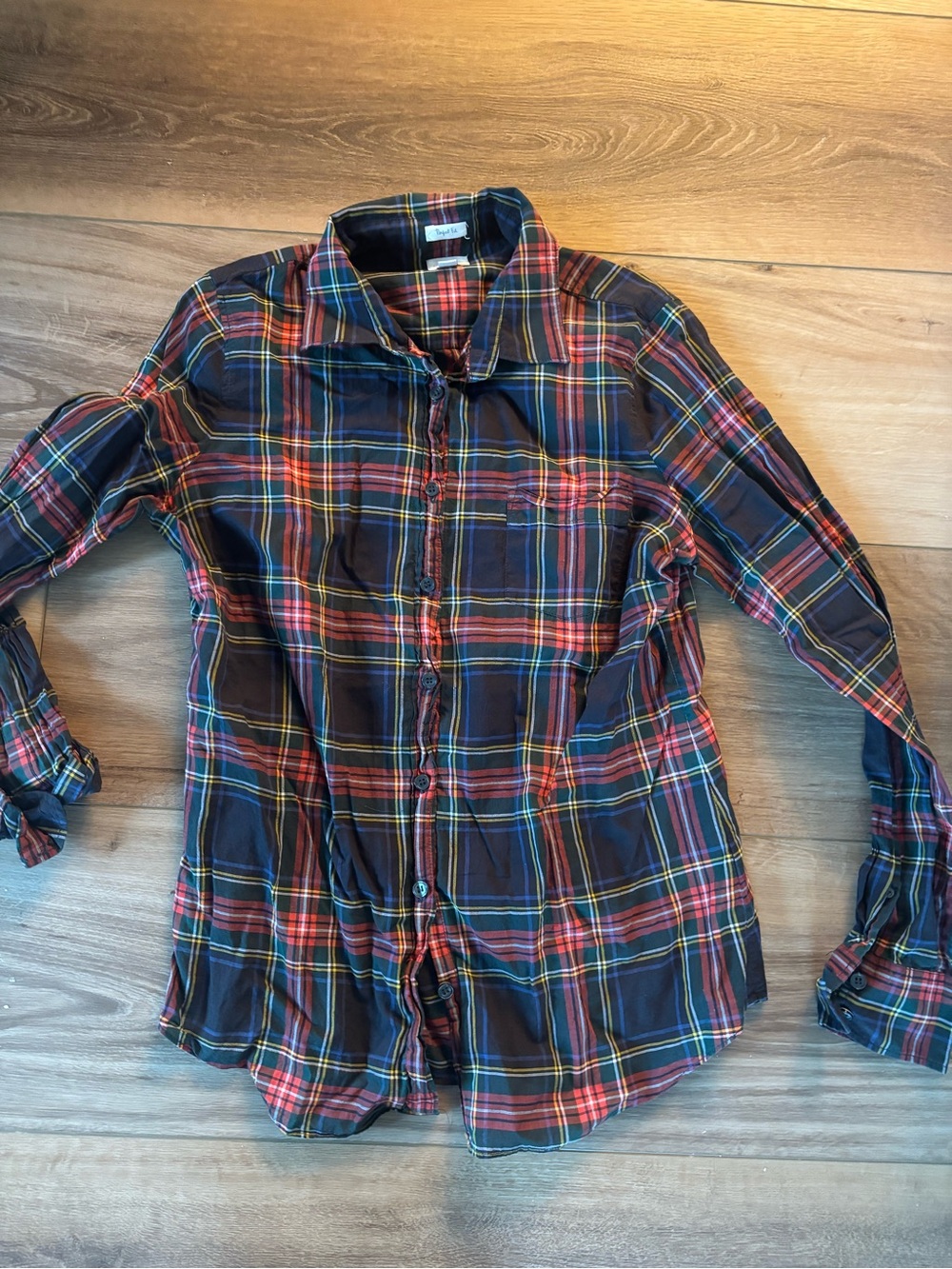 J. Crew Navy & Red Plaid Button-Down Shirt